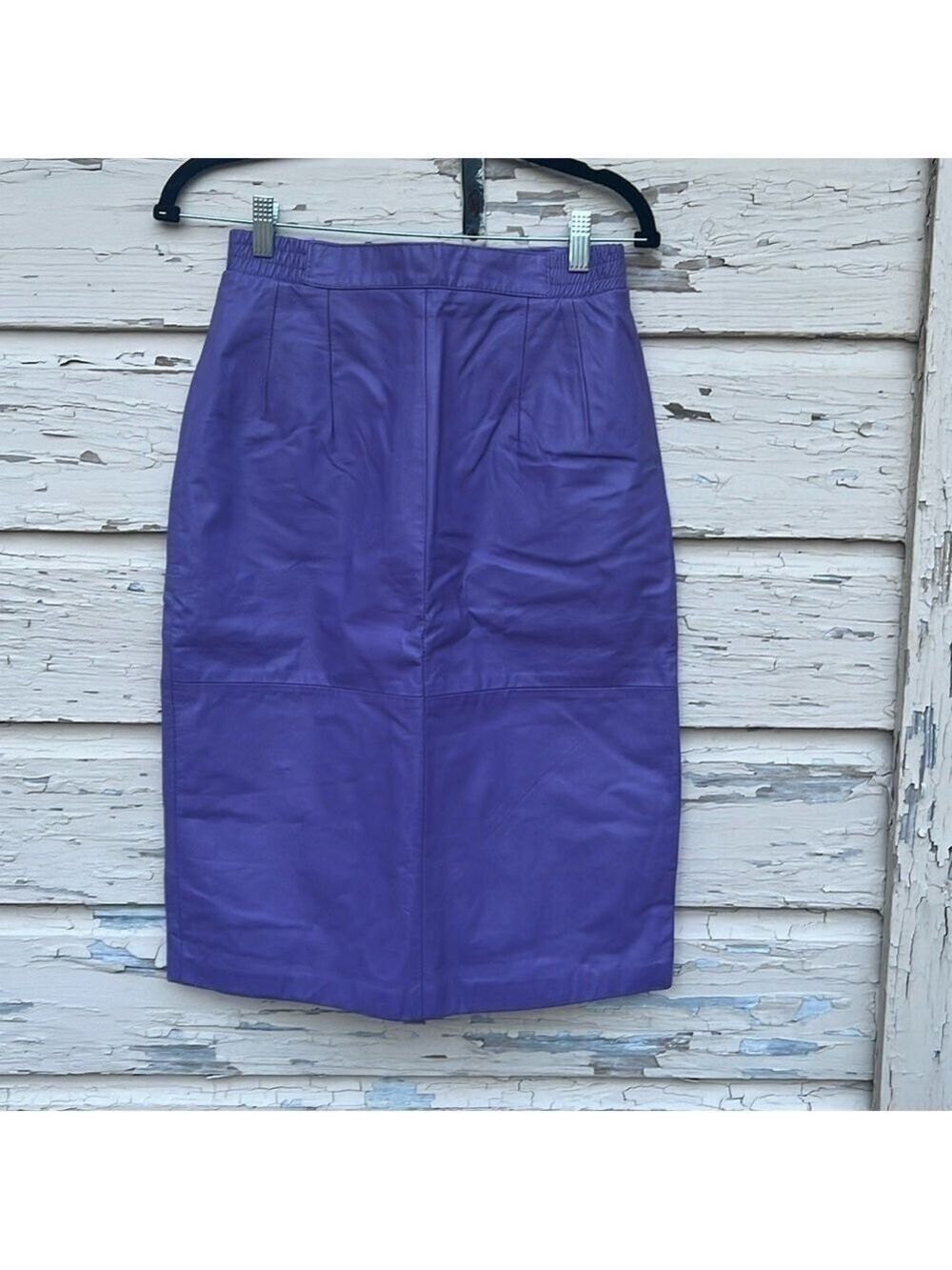 Vintage 90s Y2K Purple Diversity Leather Classic Midi Career Office Skirt H13